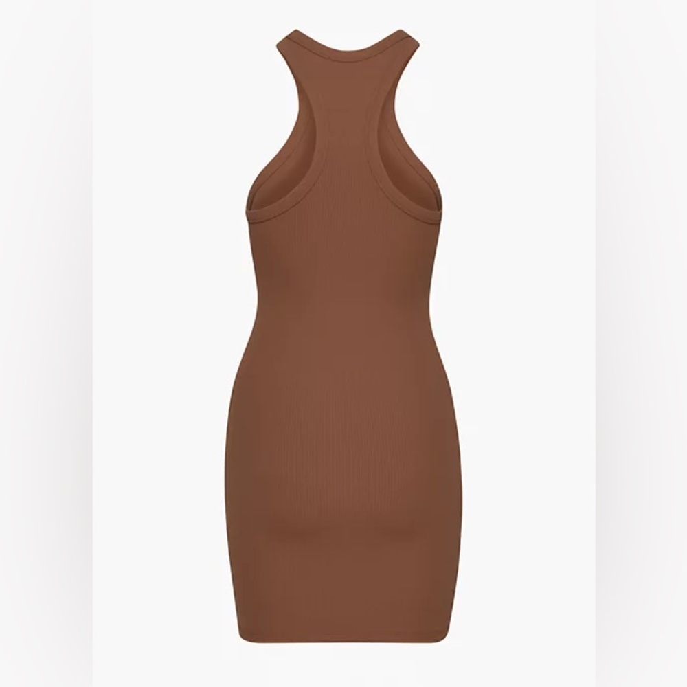 Aritzia Babaton Sculpt Ribbed Racerback Mini Dress in Brown, Size L - Picture 3 of 17